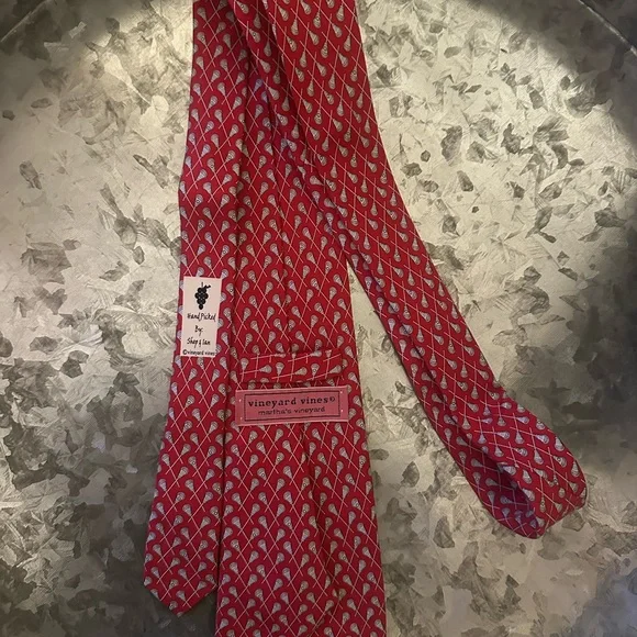 Vineyard Vines LACROSSE  Patterned tie. Red/White. Men’s - Picture 6 of 6